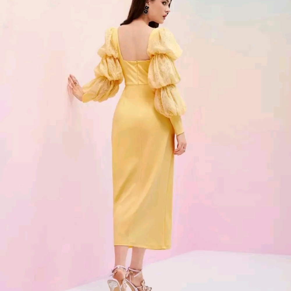 SHEIN Yellow Long Sleeve Dress - Picture 2 of 10